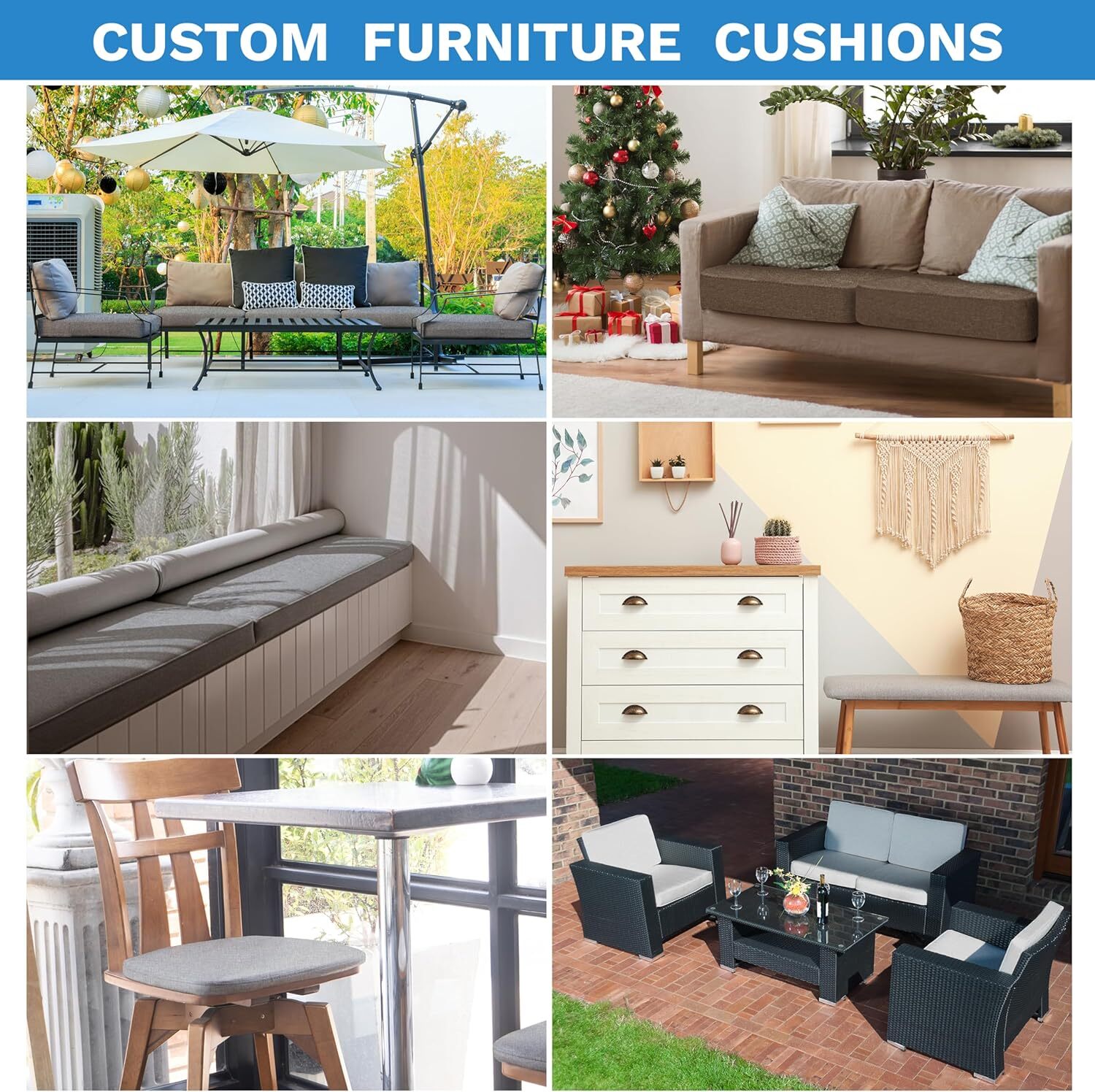 4 Inches Thick Custom Size Bench Cushion for Patio Furniture/Chair/Window Seat