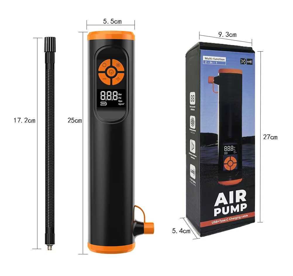 Portable Tire Inflator Rechargeable Air Compressor Pump 150PSI for Car Bike Ball