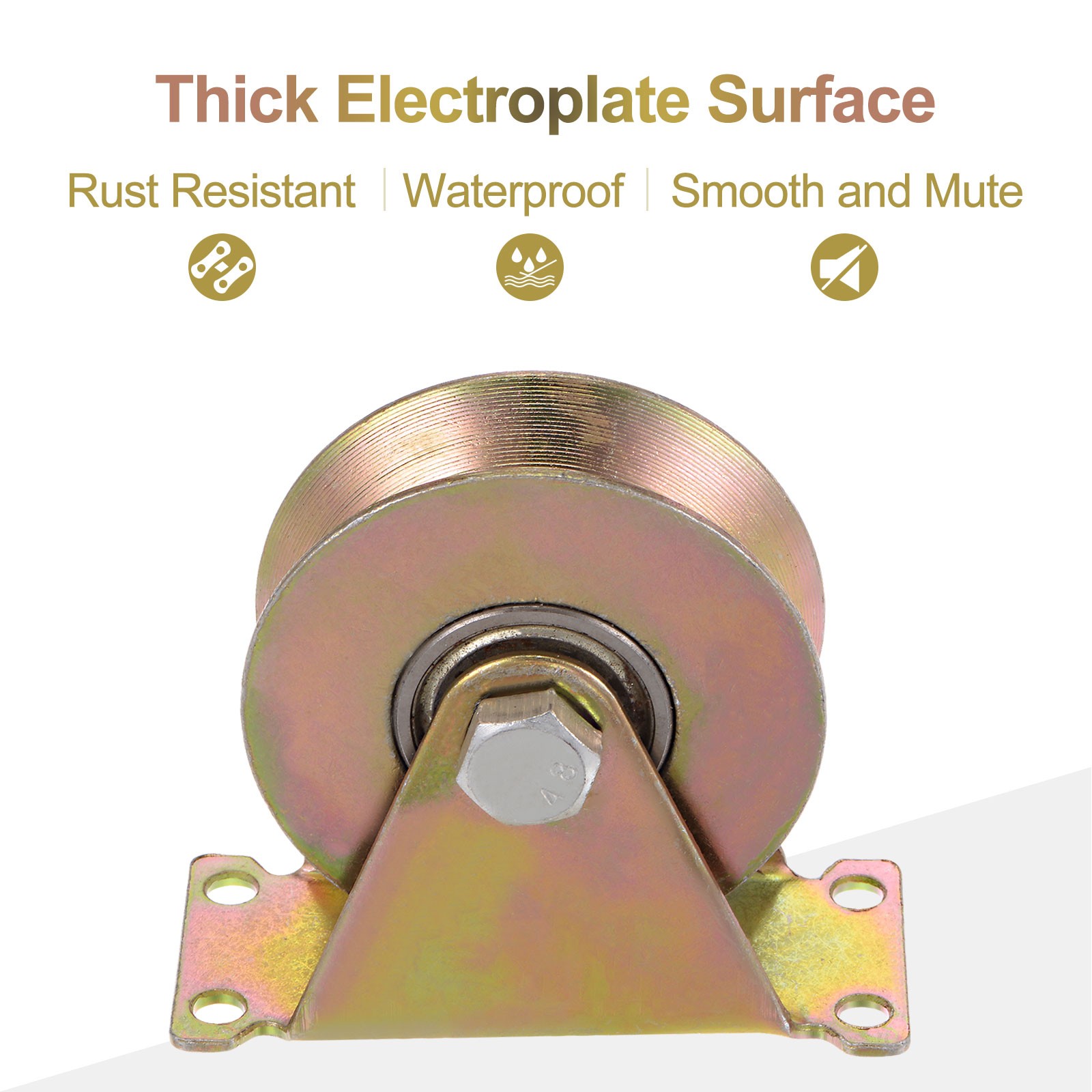 4pack 3" V-Groove Wheel Sliding Gate Caster for Inverted V-Track Gold