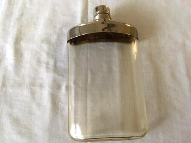 Vintage Flask Plastic Silver Plate Two Cups Silver Gold Tone Camping Hiking