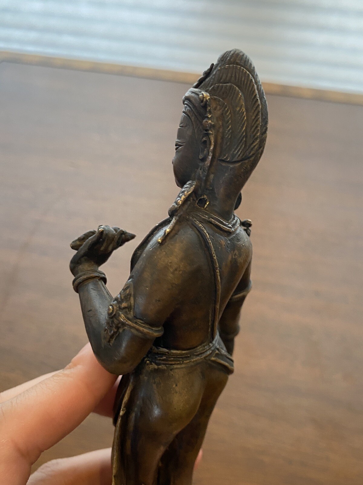 ANTIQUE Buddhist Deity Avalokiteshvara Bodhisattva Cast Bronze Sculpture 8.5"H