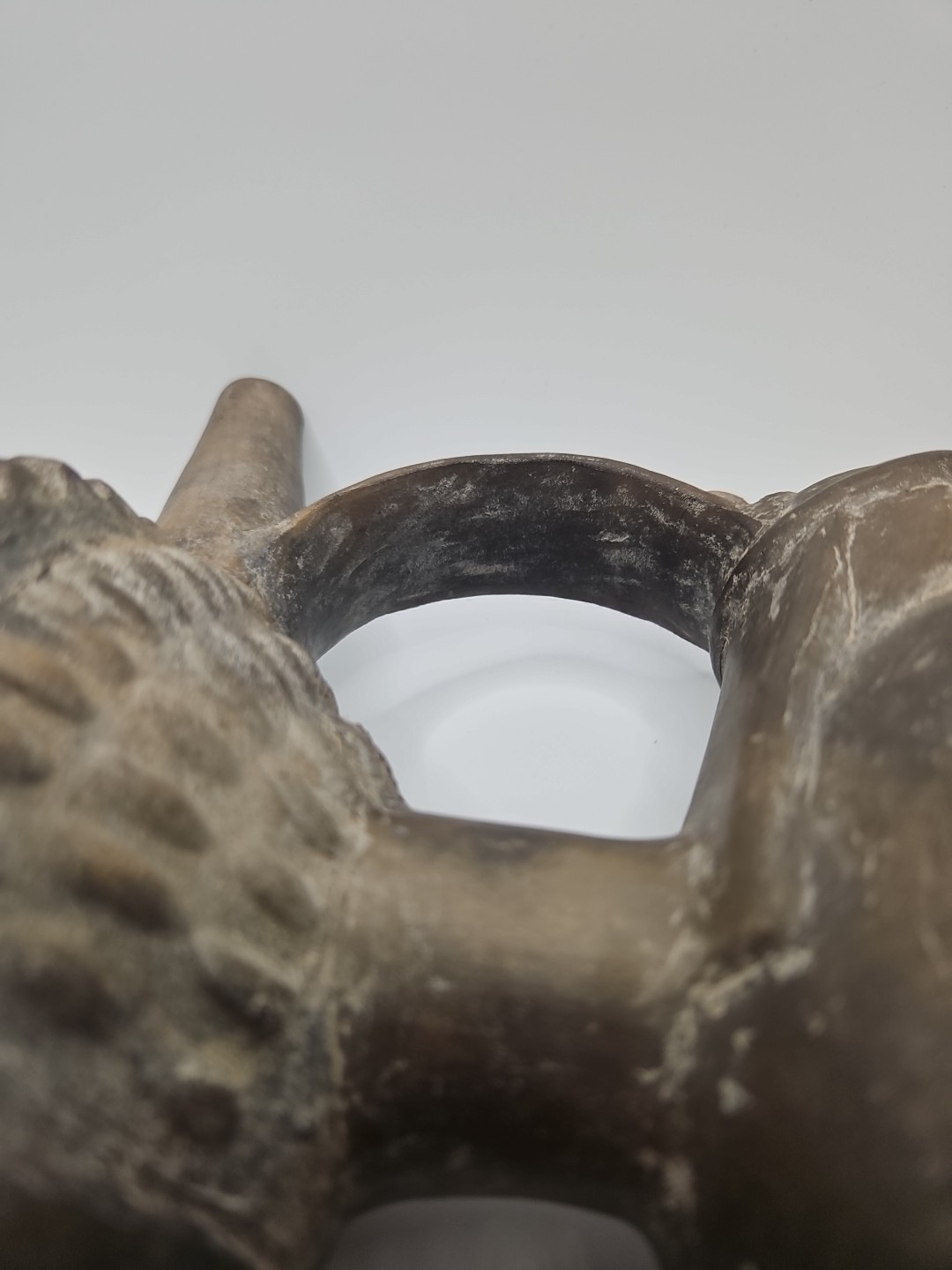 Peruvian Blackware Pottery Vessel Chimú Style Pre Columbian Seated Figure