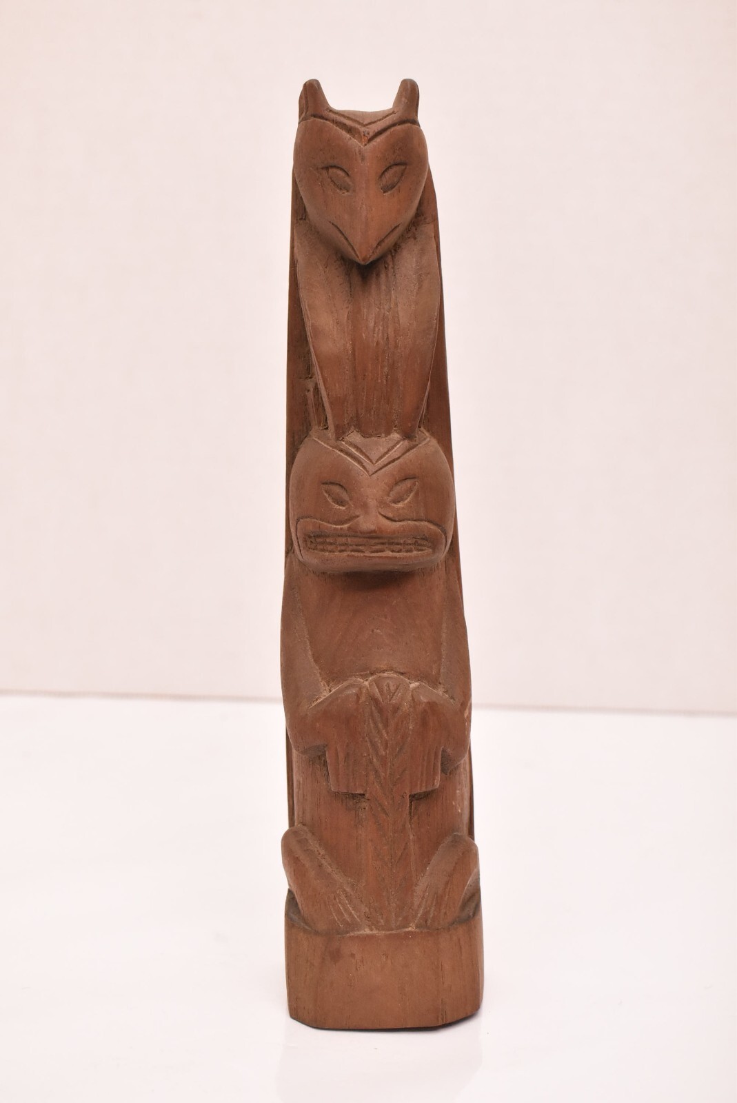 VTG Alaska Native American Totem Pole Hand Carved Cedar 9.75" Northwest Coast
