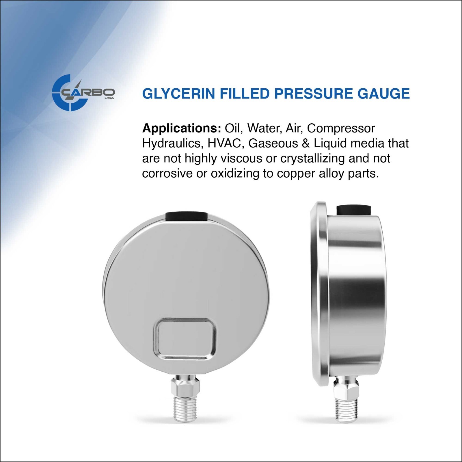 2-1/2" Compound Gauge, Stainless S Case, Liquid Filled, Lower -30 Hg/+60 PSI