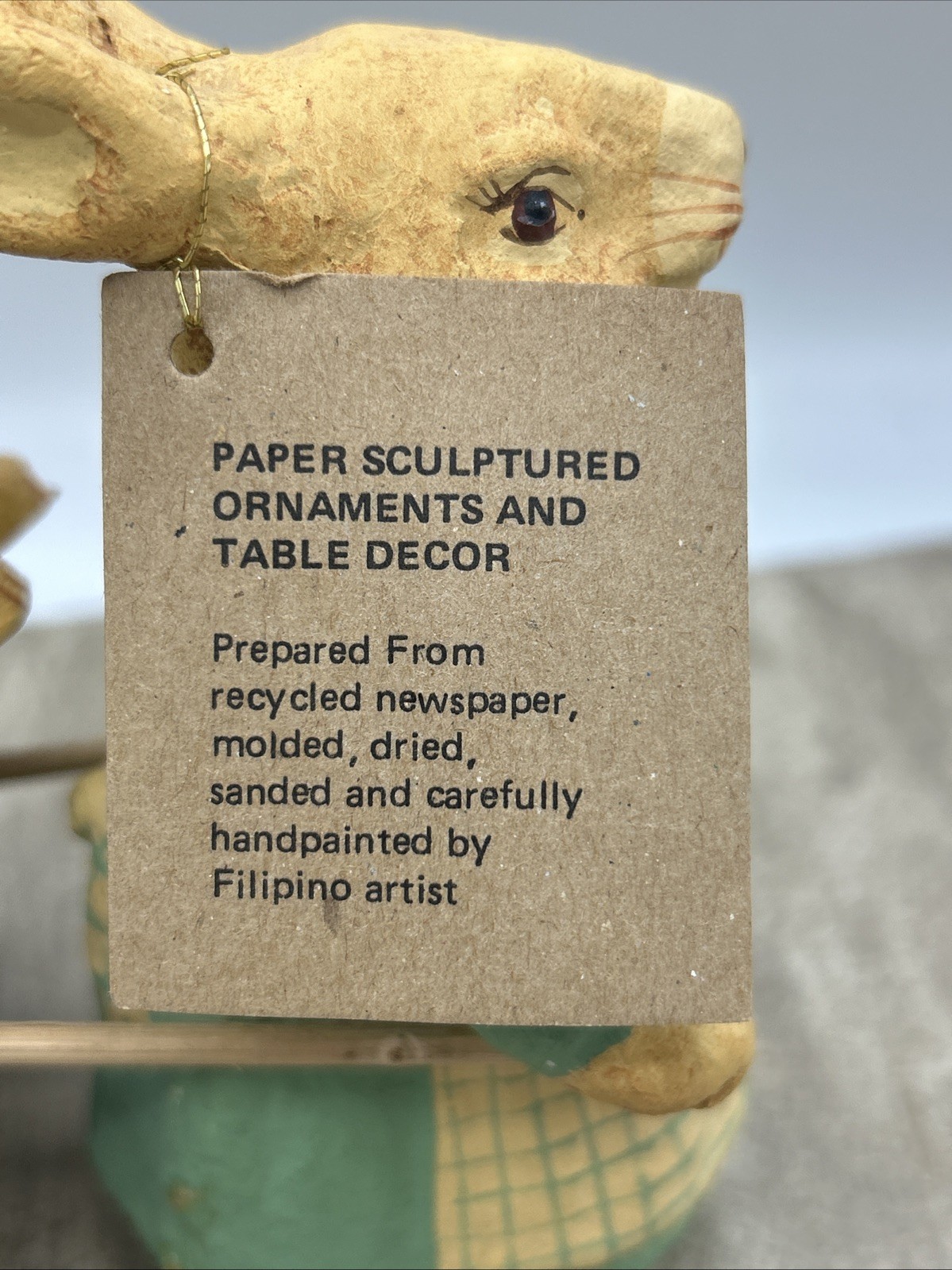 Paper Mache Bunnies With Cart And Eggs Made In Philippines