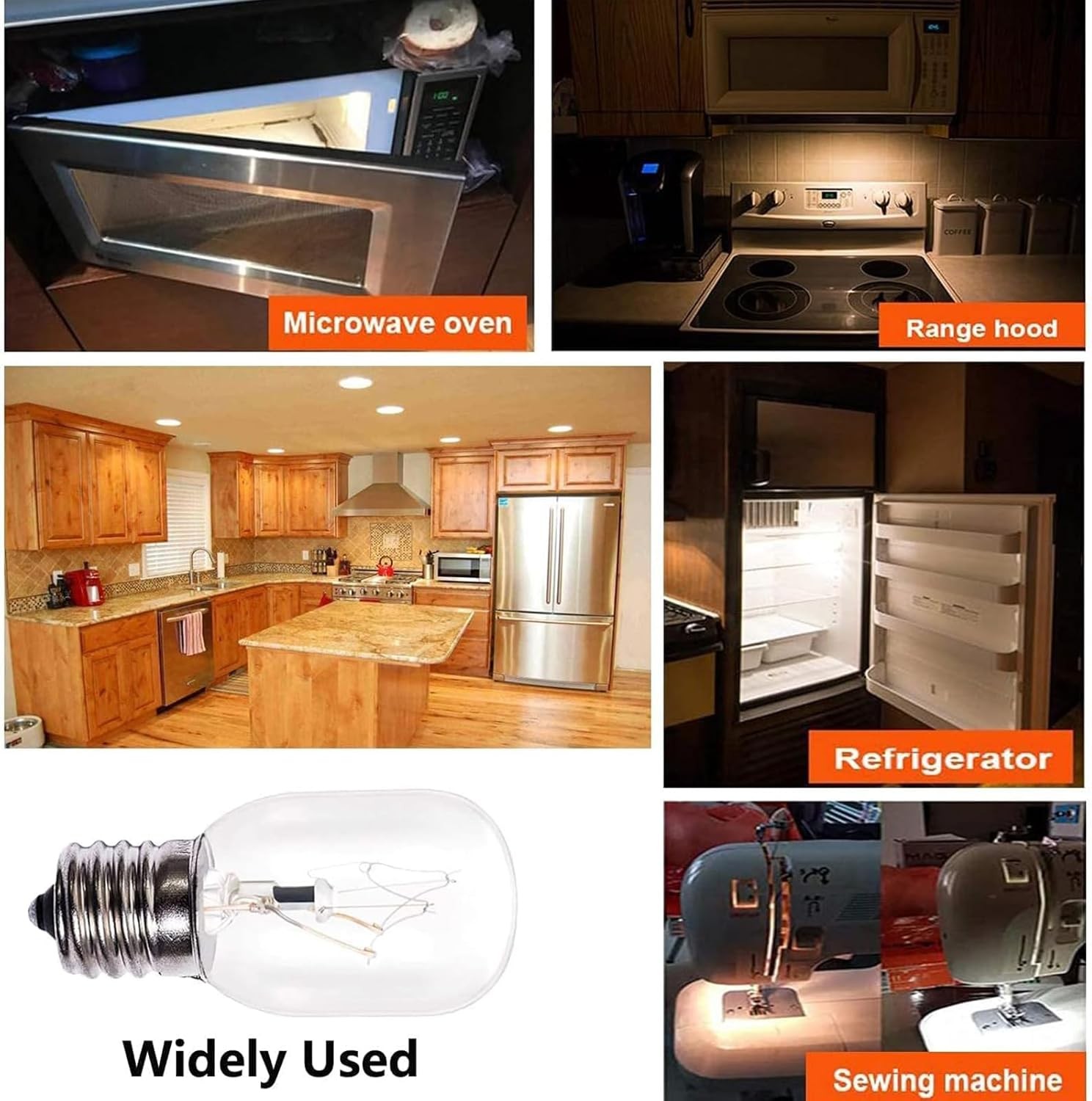 Microwave Light Bulbs Under Hood 8206232A 40W 125V 40 Watts, Warm White 2700k