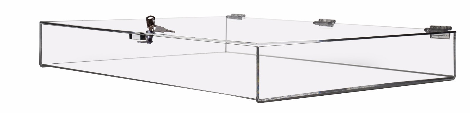 Locking Case 24" x 18" x 3.75" Display Box Clear Acrylic Hinged Tray