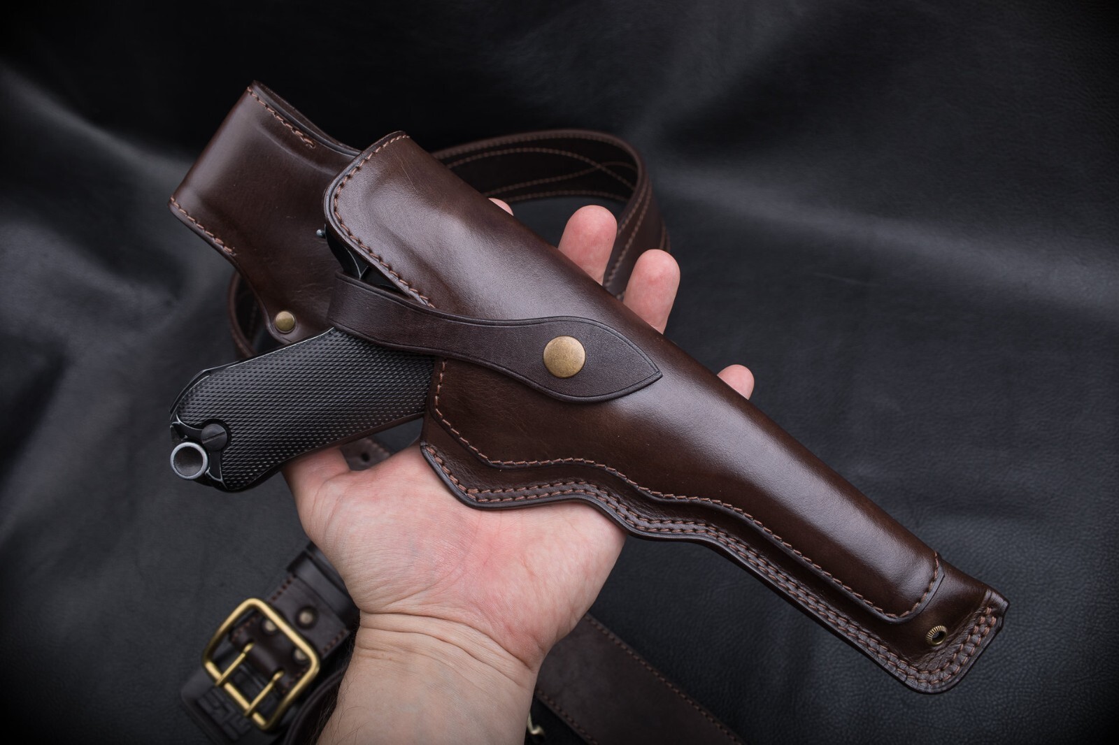 Luger P08 Artillery Custom Made Leather Drop-Leg Holster | Vintage Look Unique