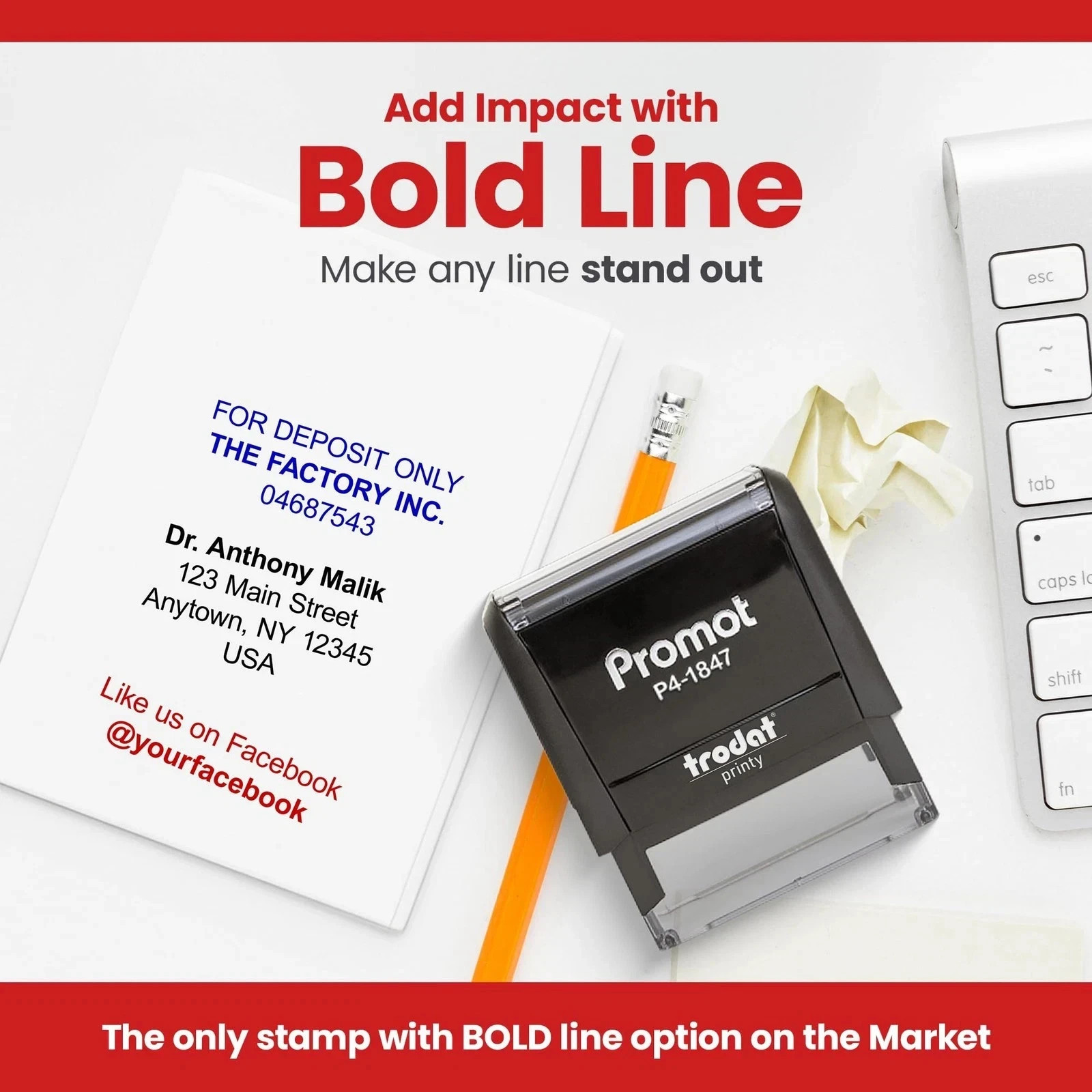 self inking custom stamp - up to 4 lines of personalized text, customized add...