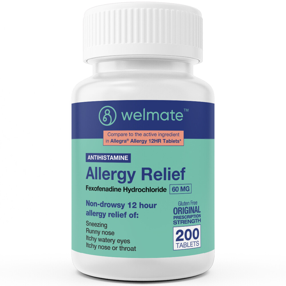 WELMATE Allergy Relief | Fexofenadine 60mg | 200 Ct Exp 12/27 (Generic Allegra)