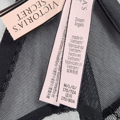 VICTORIA'S SECRET Dream Angels Black Floral Lace Garter Belt Womens M-L NEW