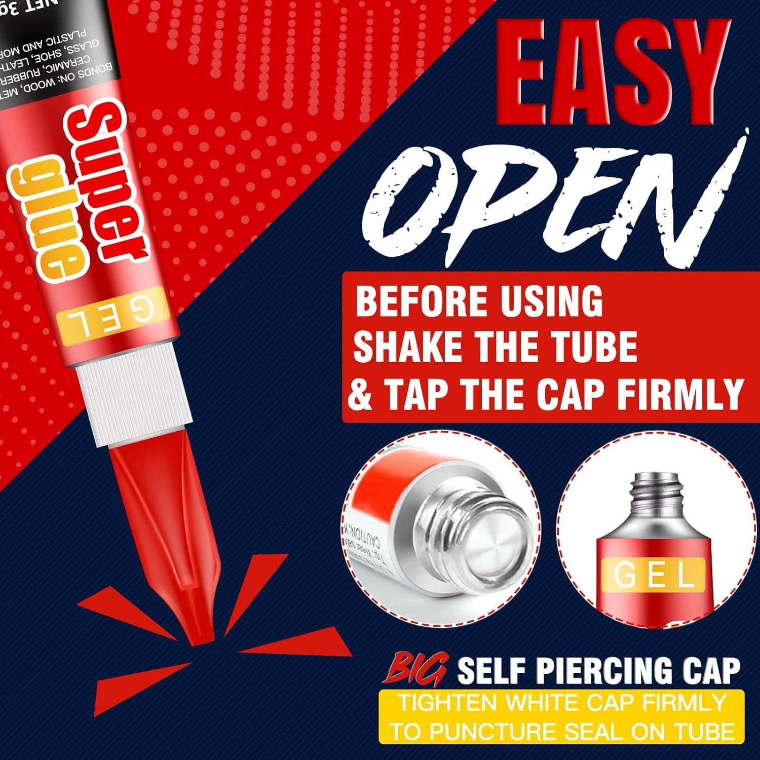 3 Gram (Pack of 12) Single Use Super Glue Gel, Super Fast, Thick & Strong Adhes