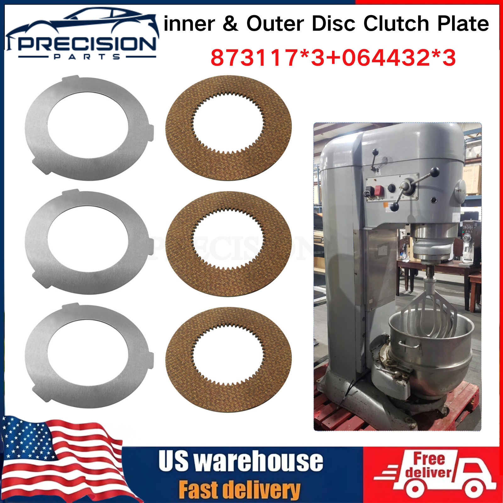 New 6X Inner & Outer Clutch Disc Kit For Hobart Mixer M802 & V1401 873117 064432