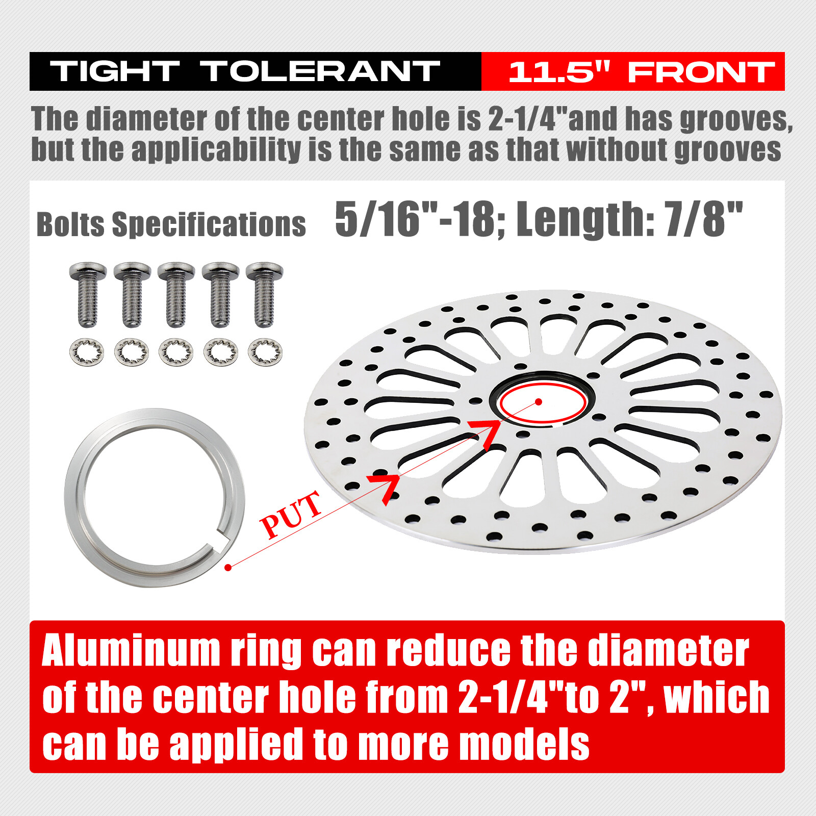 2Pcs 11.5" Front Brake Rotors Polished for Harley Touring Softails Sportsters