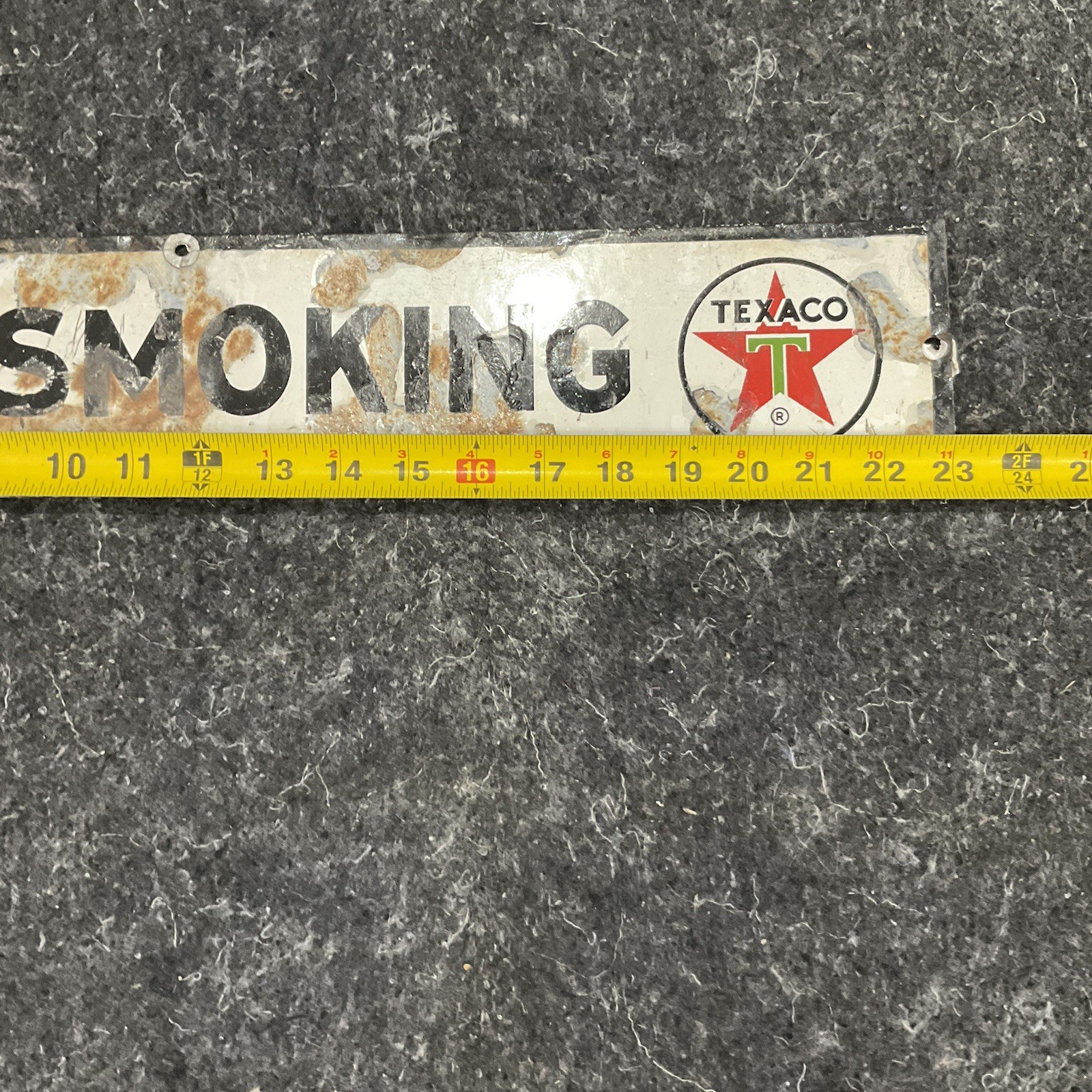 Texaco NO SMOKING Porcelain Gas Station Sign, original, vintage 23"×4"