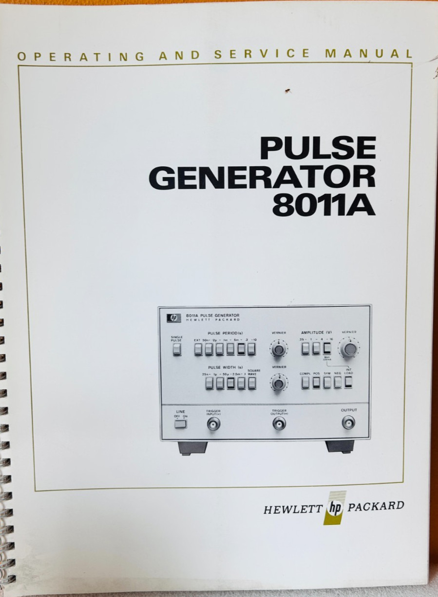 HP 08011-90002 1976 Model 8011A Pulse Generator Operating & Service Manual.