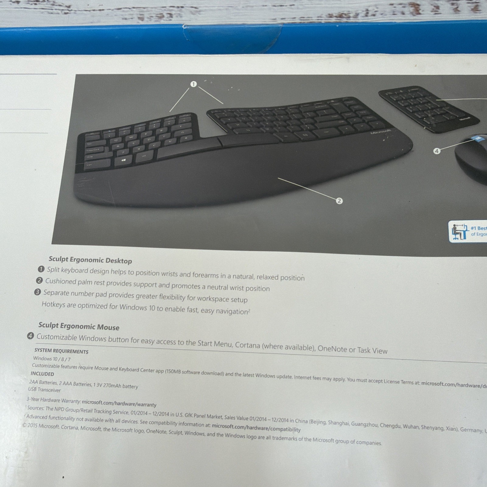 Microsoft L5V-00001 Sculpt Ergonomic Desktop Keyboard Mouse Keypad - TESTED