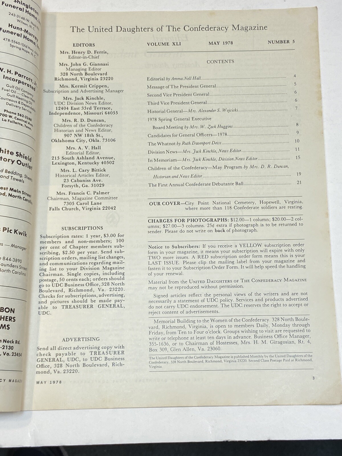 UDC United Daughters of the Confederacy Magazine May 1978 Jeff Davis West Point