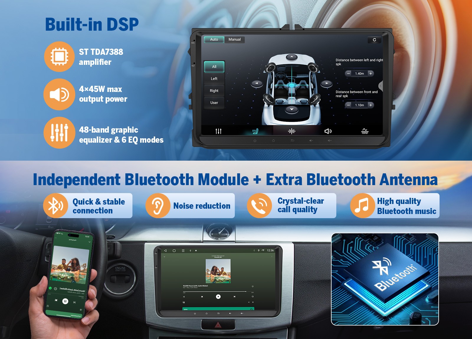 CAM+OBD+9" IPS Android 14 for VW Golf MK6 GTI 2009-2013 CarPlay Car Stereo Radio