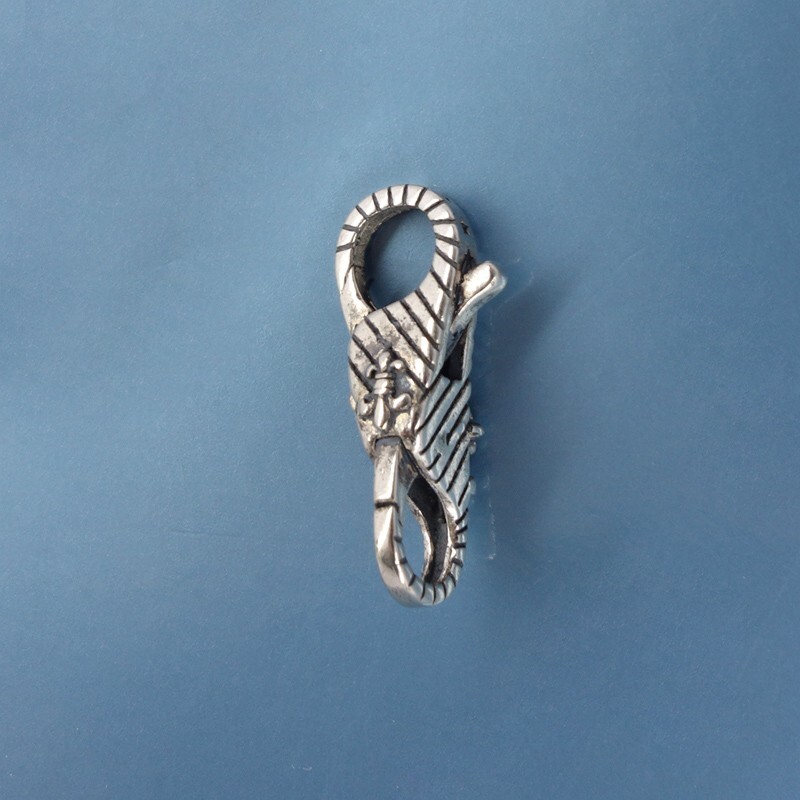 Sterling Silver Double Openings Lily Stripes Lobster Claw Clasp Connector #44072