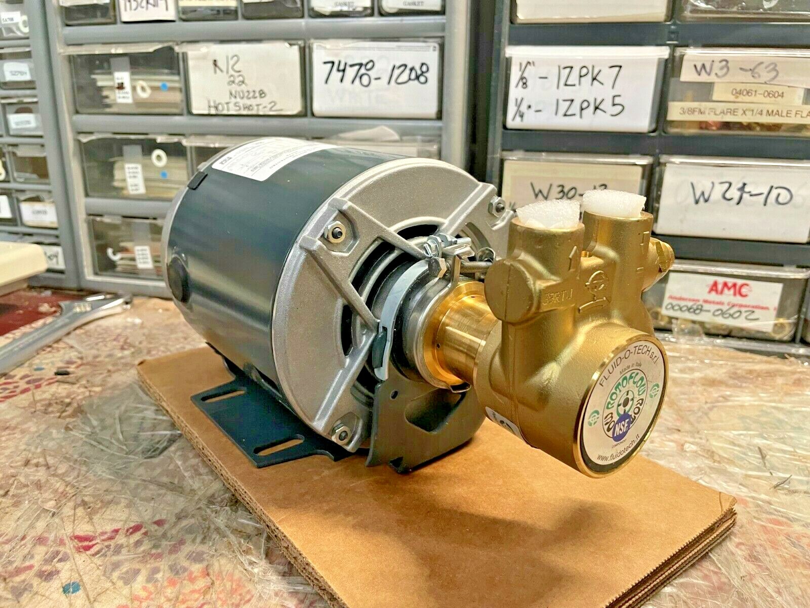 Beverage PUMP KIT WITH MOTOR, BRASS Fluid-O-Tech PUMP, 115 VAC Motor, 125 GPH