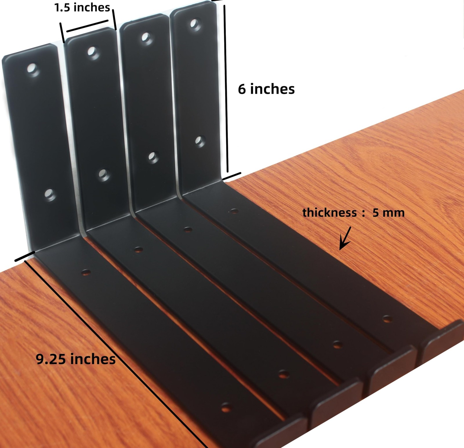 4 Pack Rustic Farmhouse Shelf Brackets 9.25in Iron Floating Shelf Support