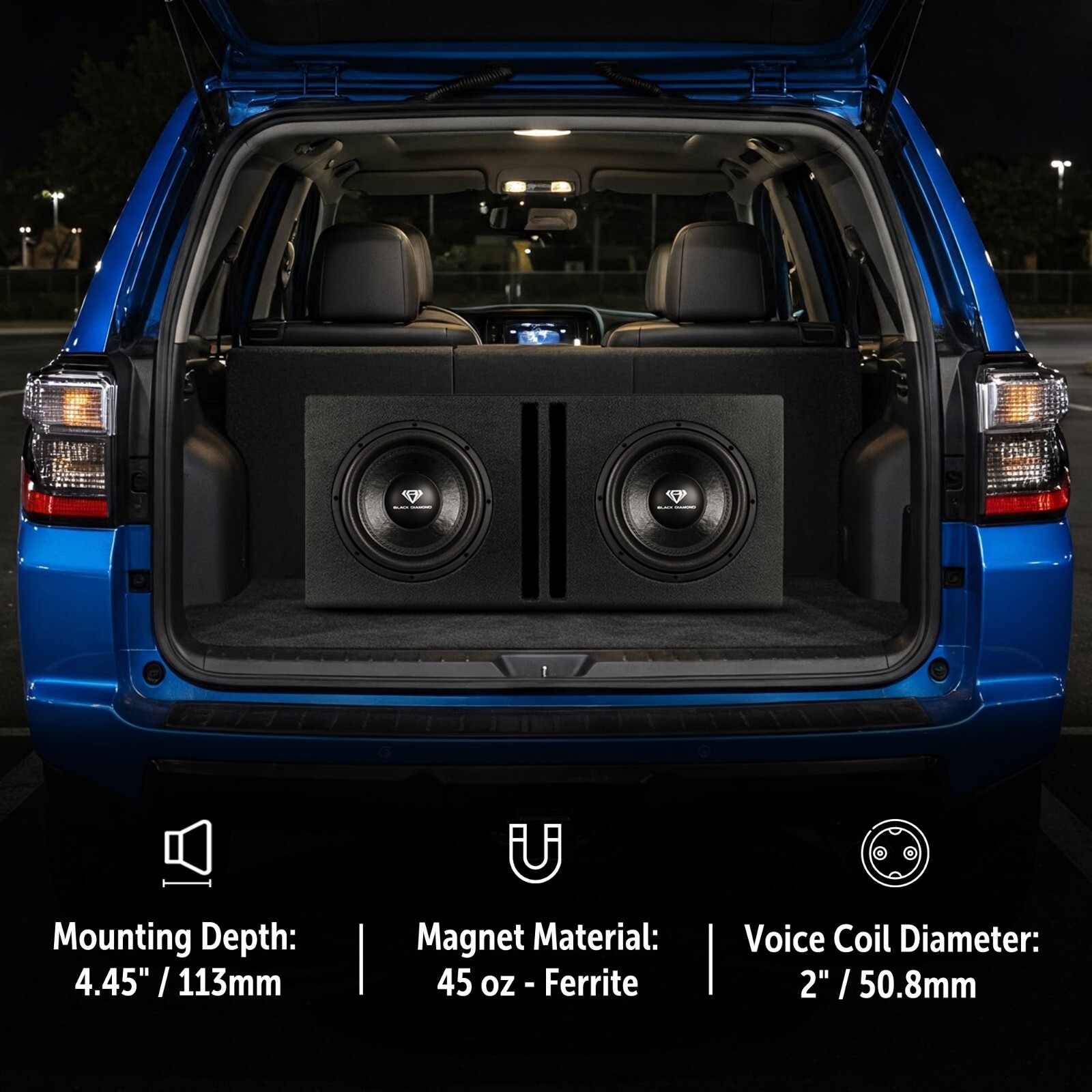 Black Diamond DIA-10D4 10 inches Subwoofer 440W Max Power, 220W RMS, Dual 4 Ohms