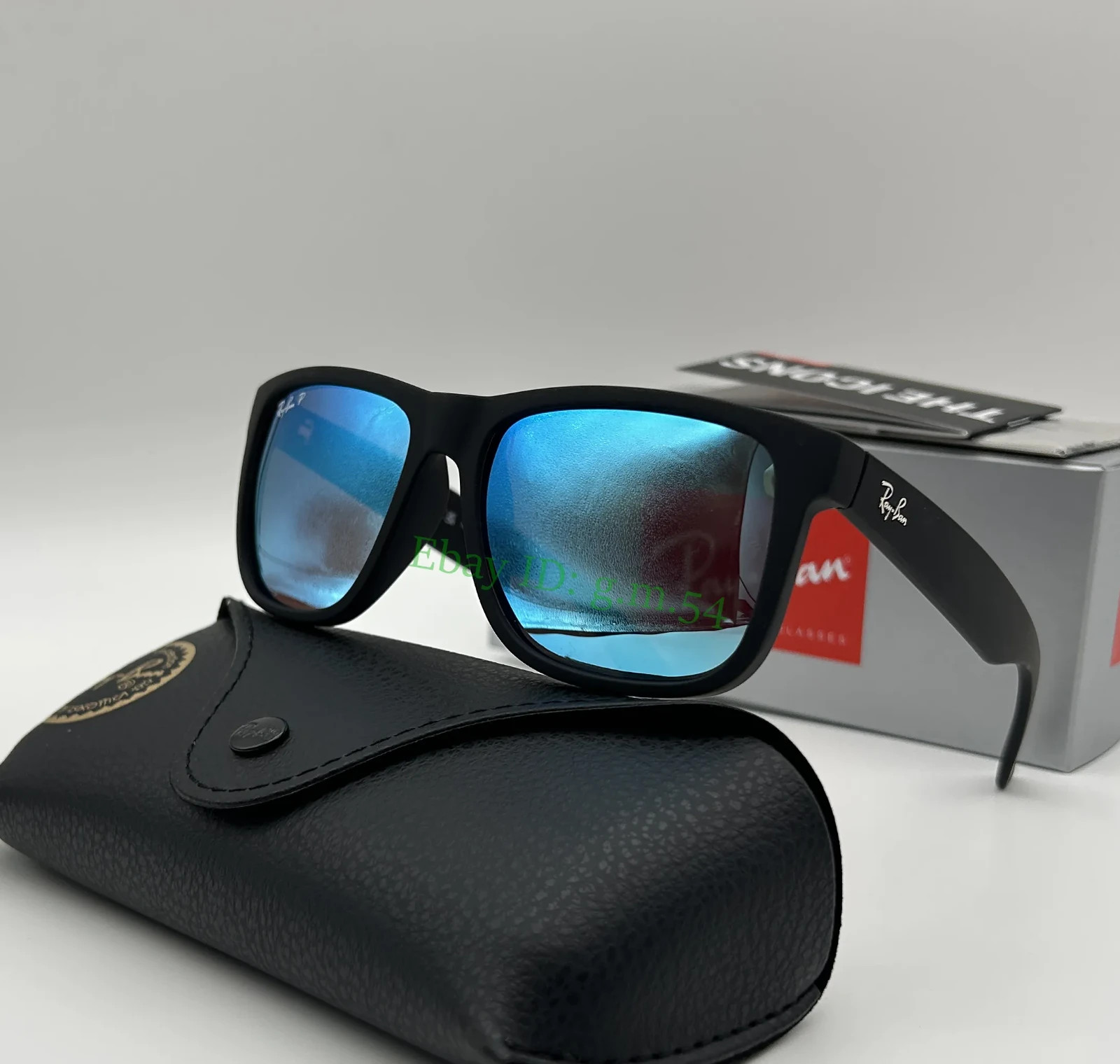Ray-Ban Justin RB4165 Polarized Sunglasses Blue Mirror Lens UV400 Black 54mm