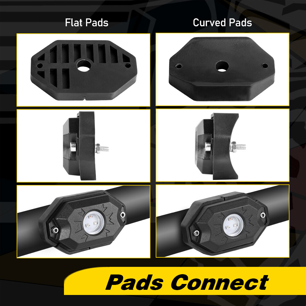 RGB LED Rock Lights 8-Pods Wireless Bluetooth Music Multi Color ATV UTV 4WD RZR