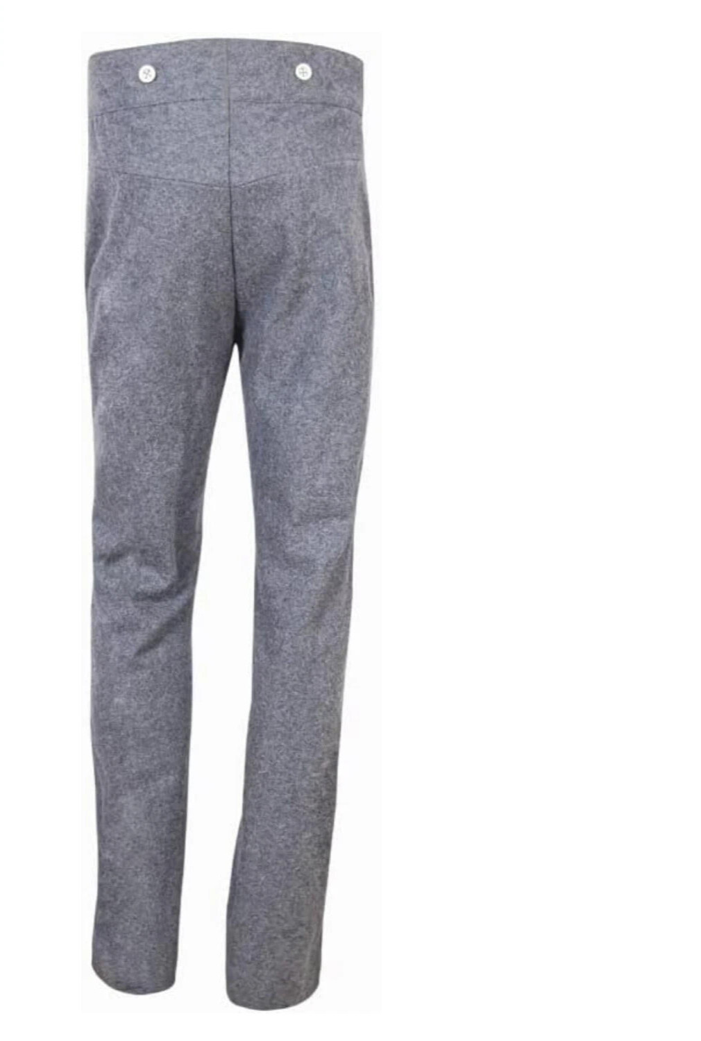 US Civil War Officer’s Gray Wool Trousers Reenactment Pants, 1.5" Yellow Trim