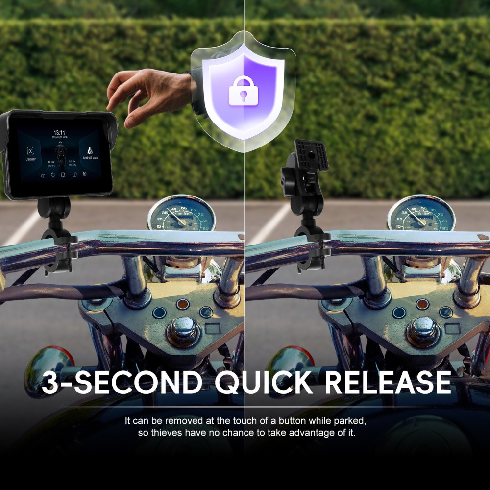 5" Motorcycle Portable Wireless Apple Carplay Android Auto Waterproof Car Stereo