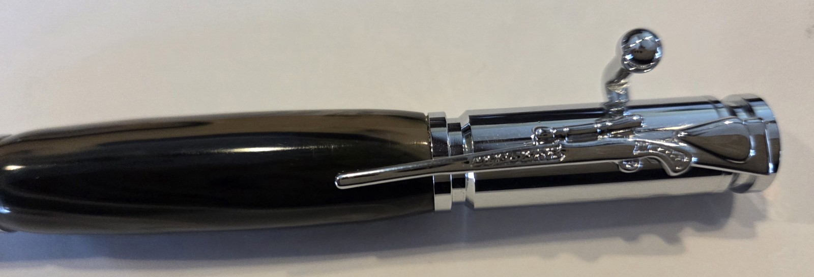 Handmade Bullet Style Bolt Action Pen Rifle Shaped Pocket Clip Black Ink Works