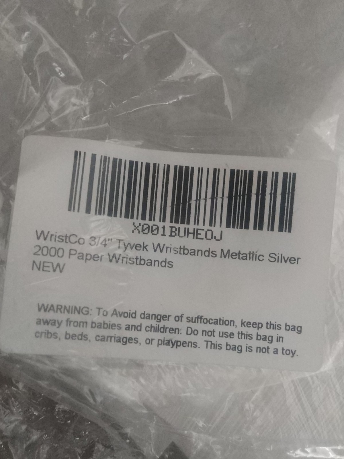 Tyvek Blank Numbered Wristbands Metallic Silver For Concert/Events 2000 Qty