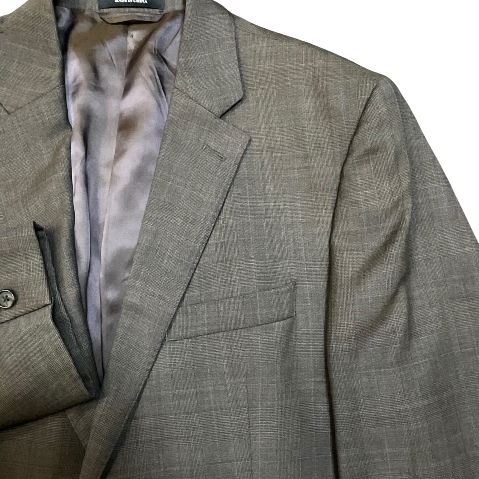 Lauren Ralph Lauren Mens 42R Slim Fit Grey Glen Check Wool Black Label 2 Pc Suit