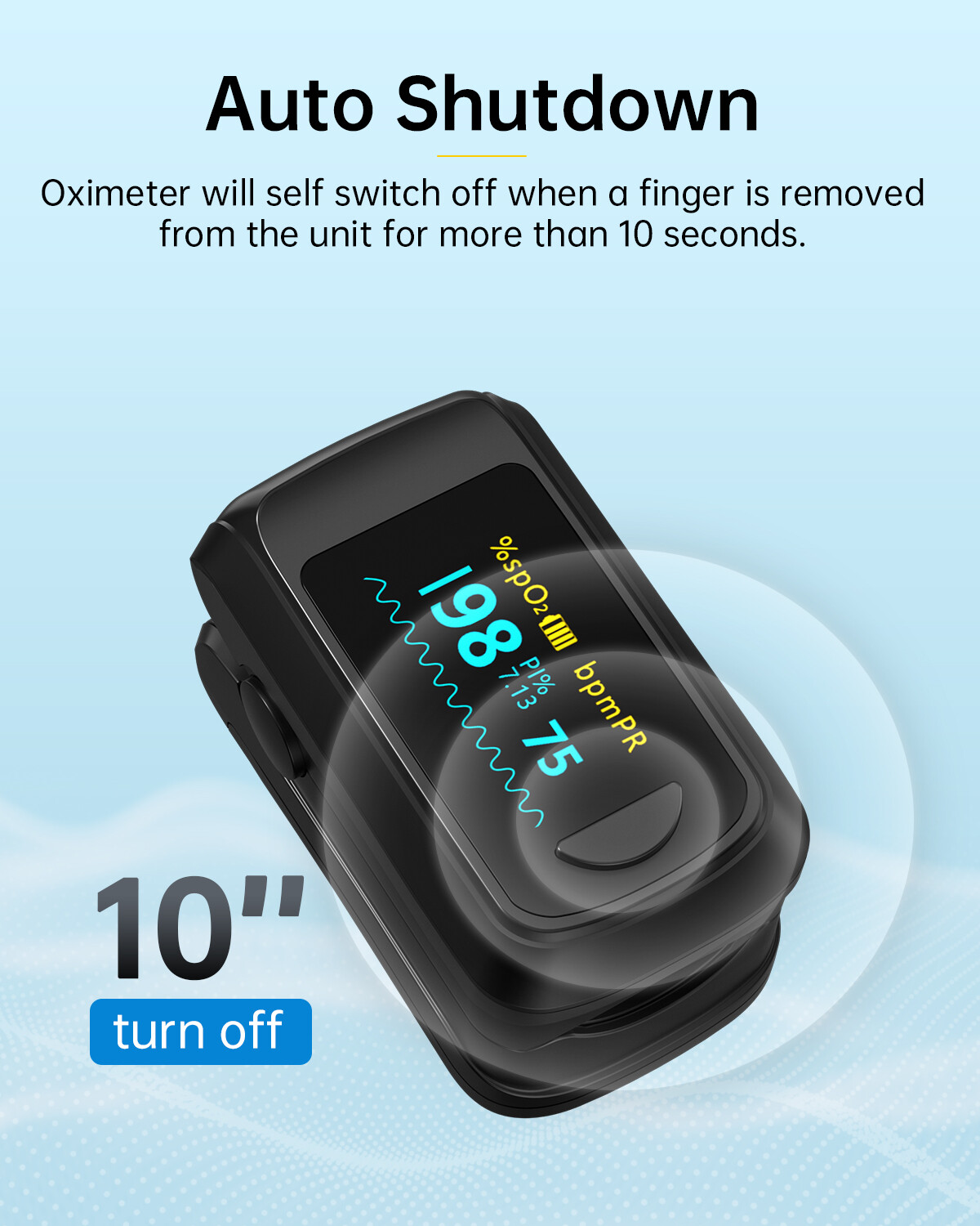Fingertip Pulse Oximeter Finger Blood Oxygen Monitor Spo2 Reading Oxygen Meter