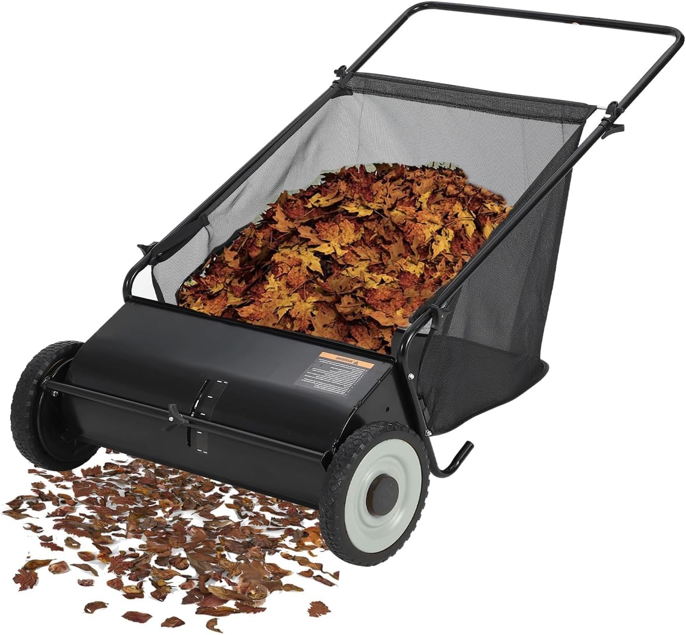 GRAVEE 26 Inch Push Lawn Sweeper 7 Cu Ft 4 Spinning Brush Adjustable Height