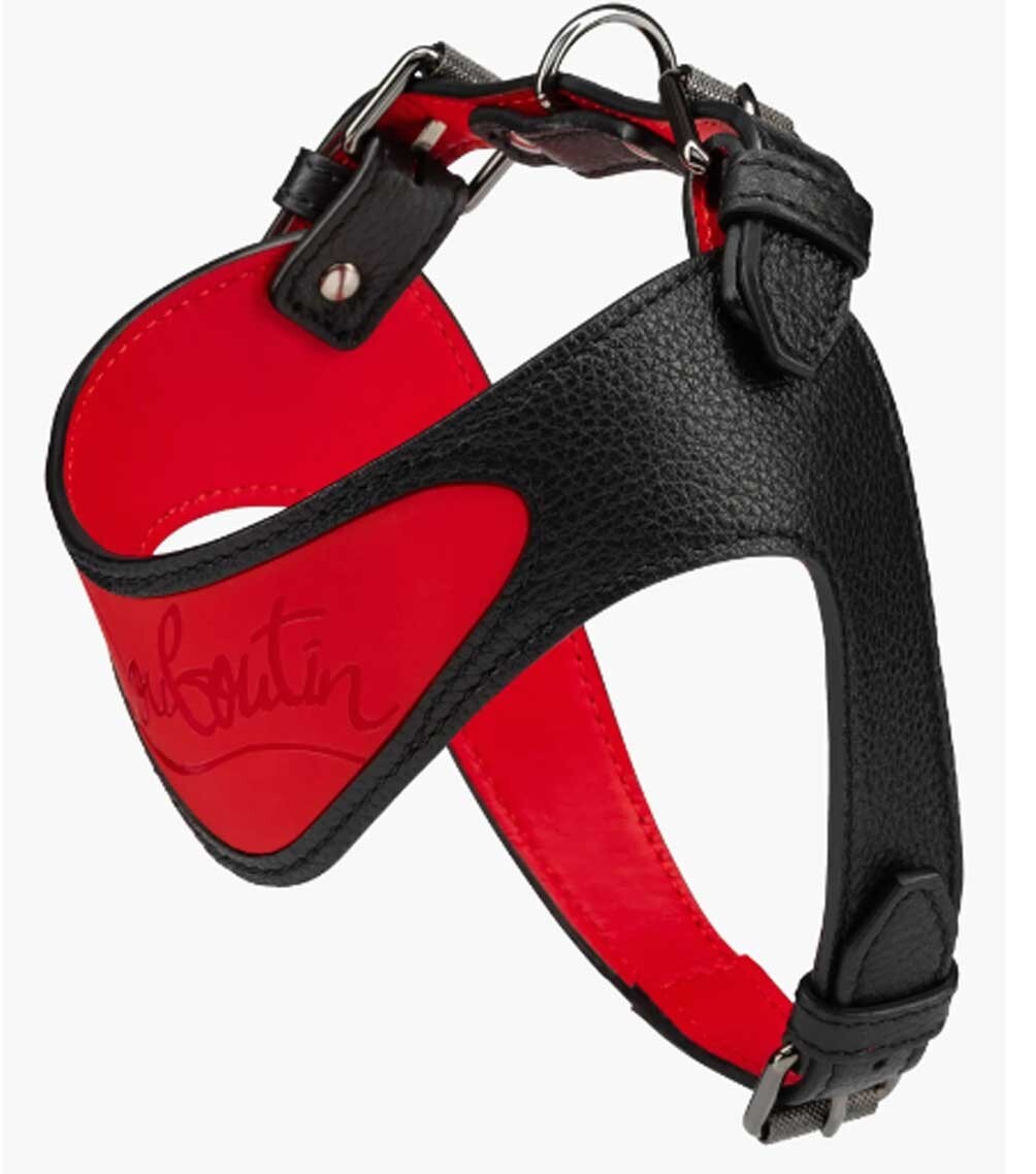 Christian Louboutin Loubiharness Small Leather Dog Harness Collar Black Red