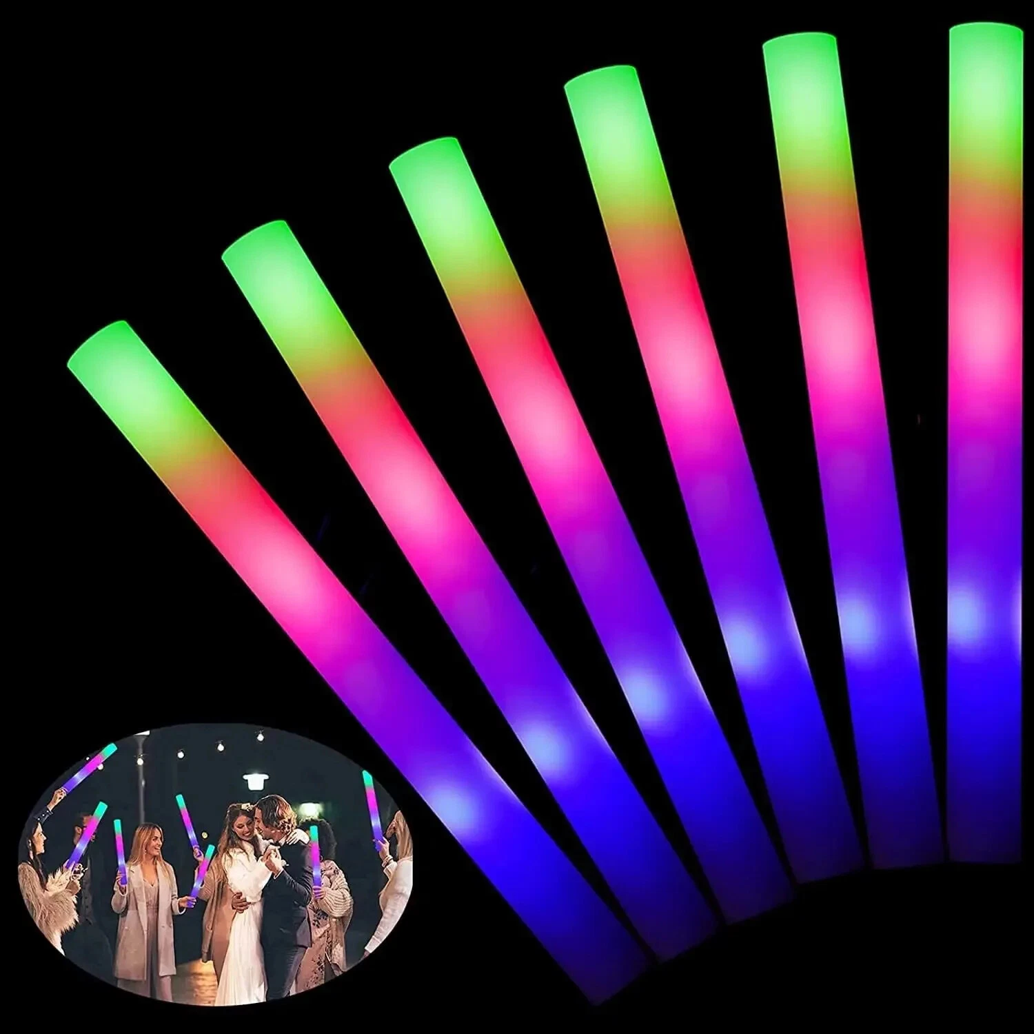 100-500 PCS Light Up Foam Sticks Wand Rally Batons DJ Flashing Glow Stick Party