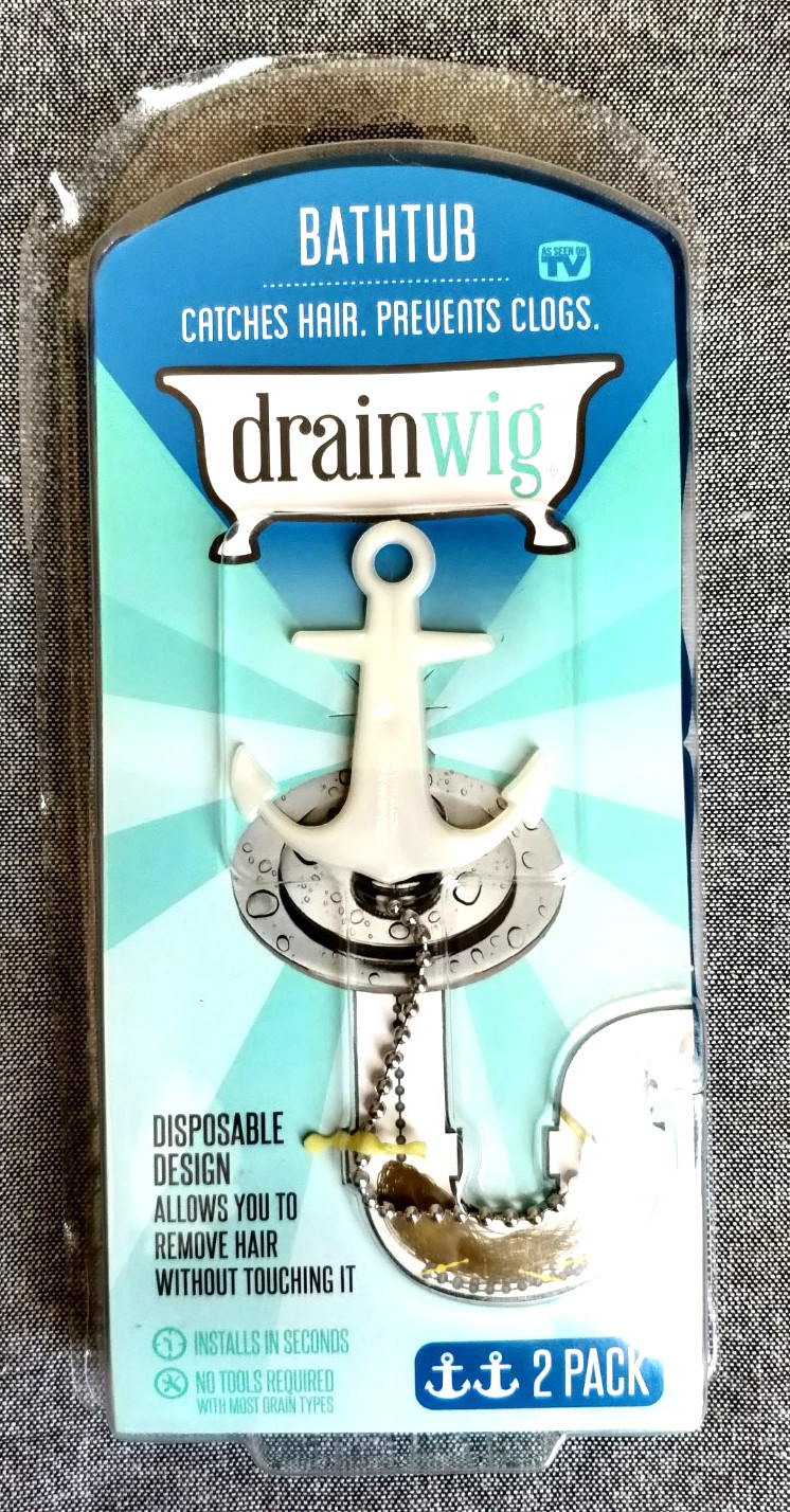 AS SEEN ON TV DRAIN WIG 2 PACK CATCHES HAIR AND PREVENTS CLOGS