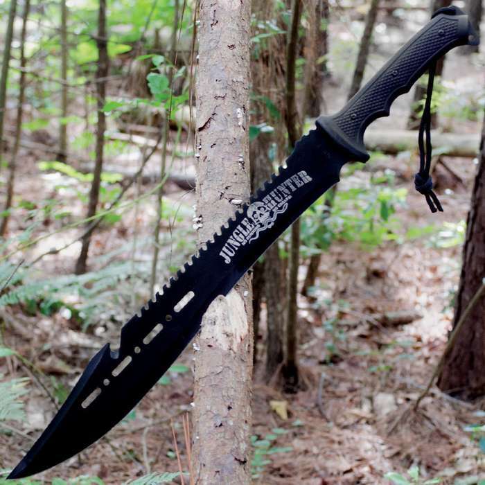 Black Legion Jungle Hunter Machete with Nylon Sheath & Lanyard Cord - 25" Length
