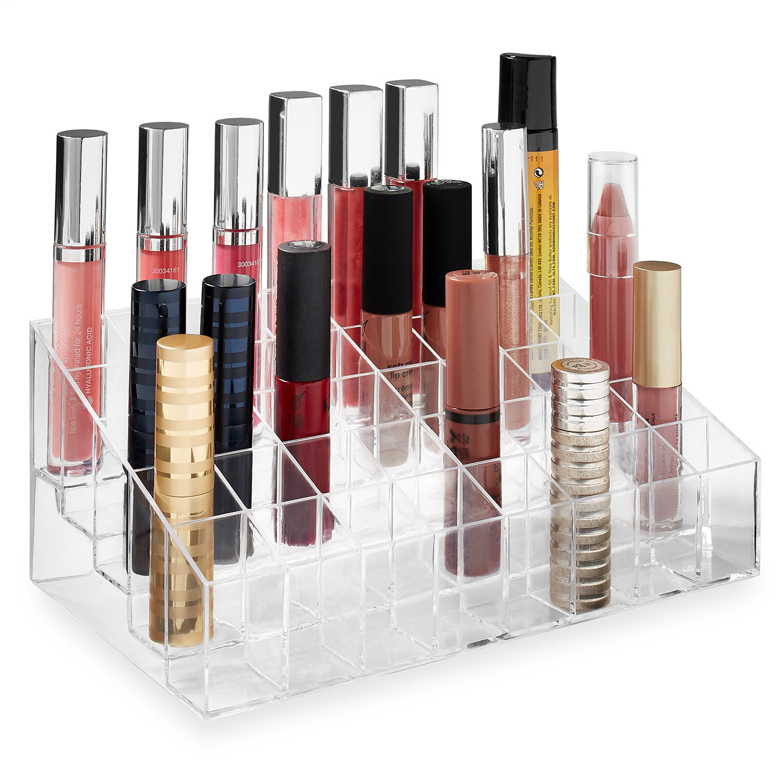 Acrylic Lipstick Organizer Stand - 40 Slot Cosmetic Display Makeup Case - Clear