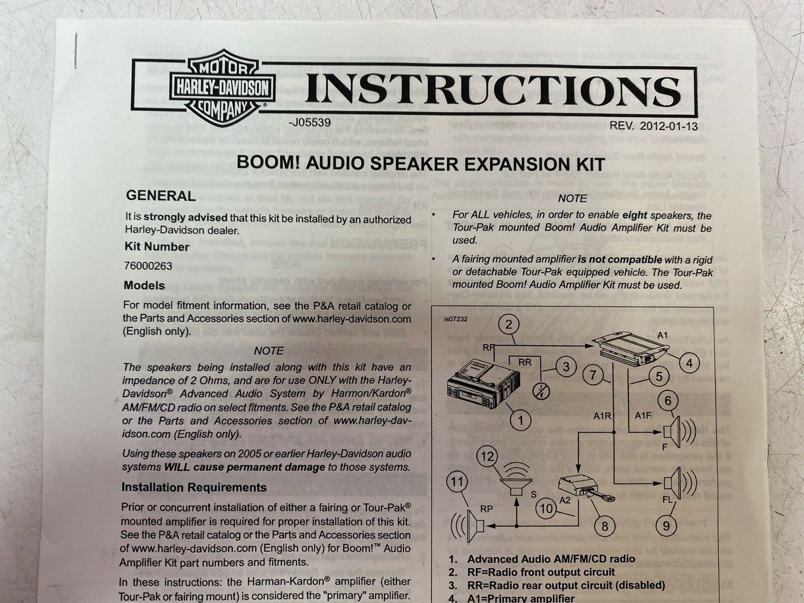 MTX Boom '06-'13 OEM Harley Touring Amplifier Audio Saddlebag Speaker Wiring Kit