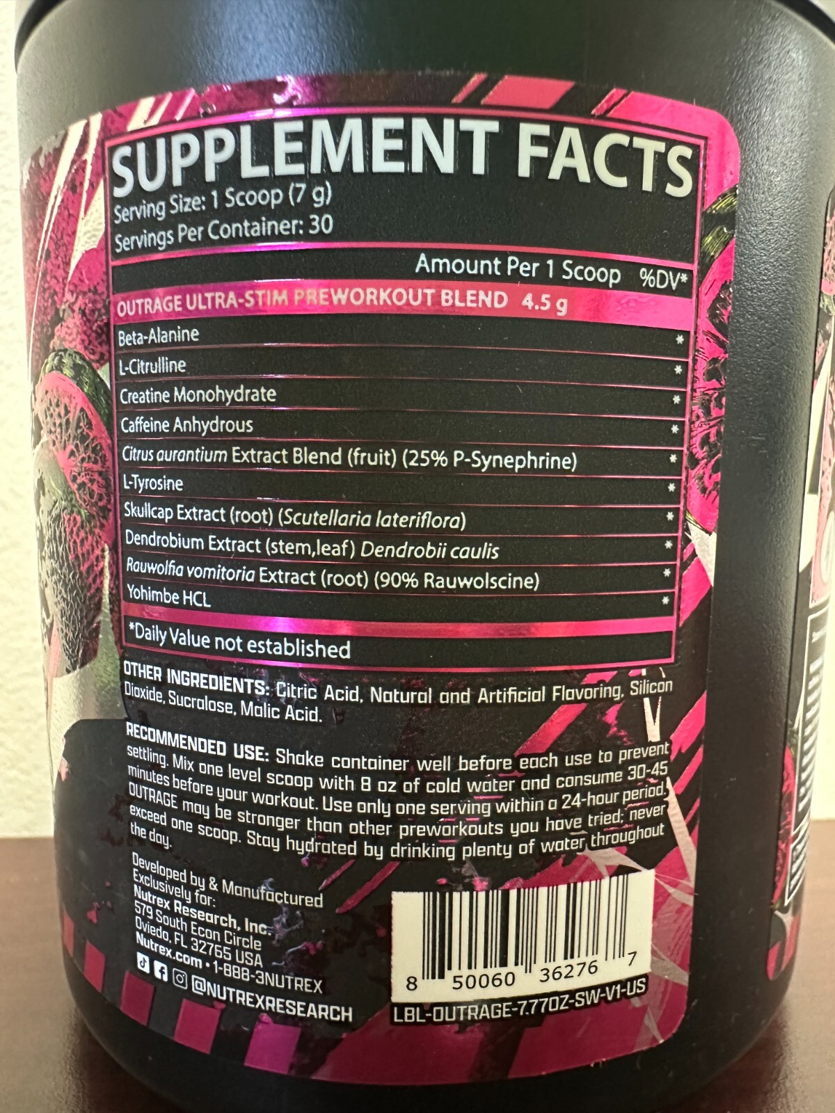 NUTREX OUTRAGE Extreme Pre-Workout Ultra Stim 30 Servings
