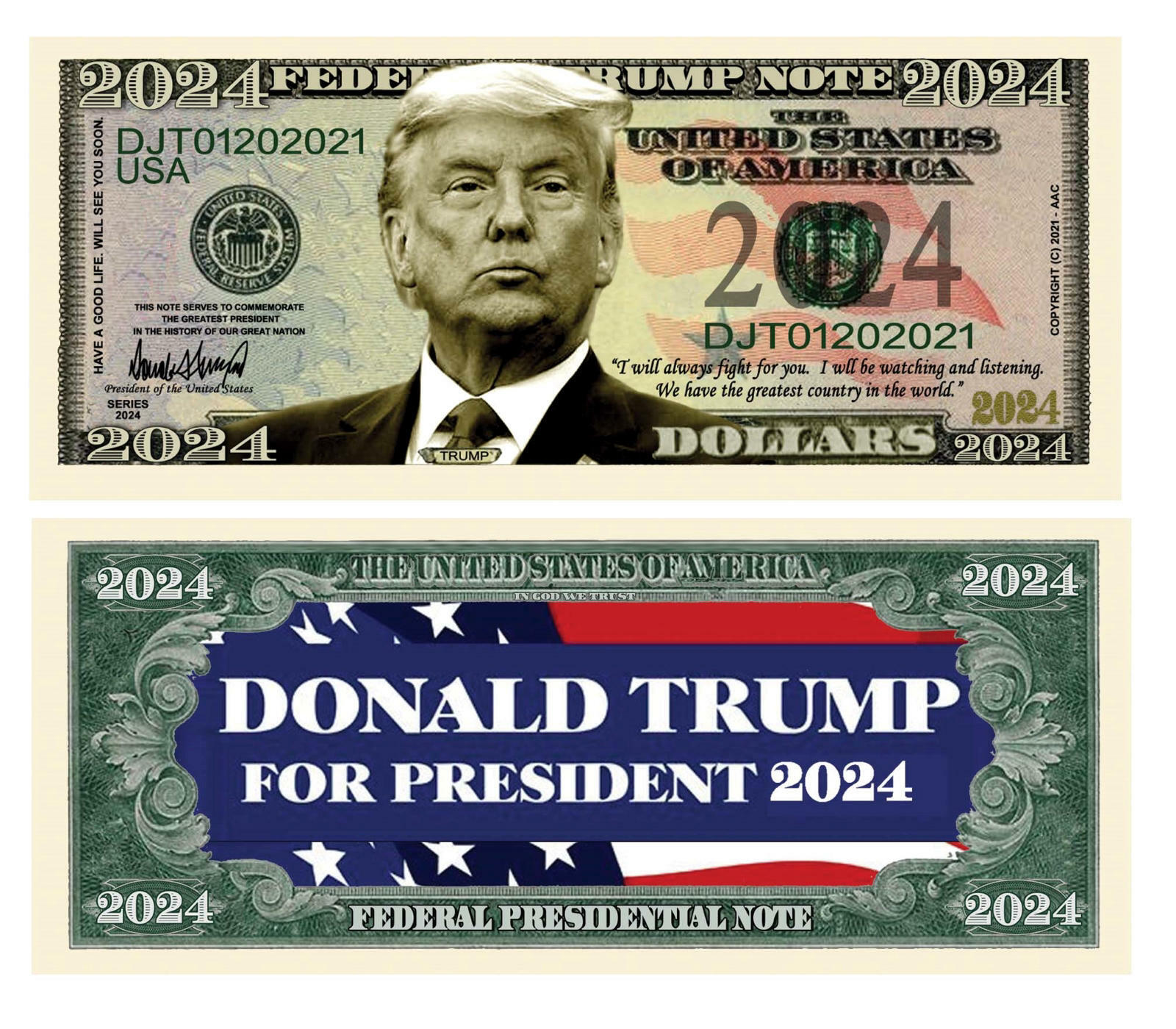 20 Pack Donald Trump MAGA Money Presidential Collection 2024 Dollar Bills