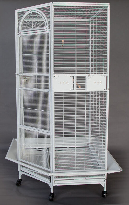 63" X-Large Corner Bird Flight Cage Cockatiel Parakeet Budgies With Seed-Skirt