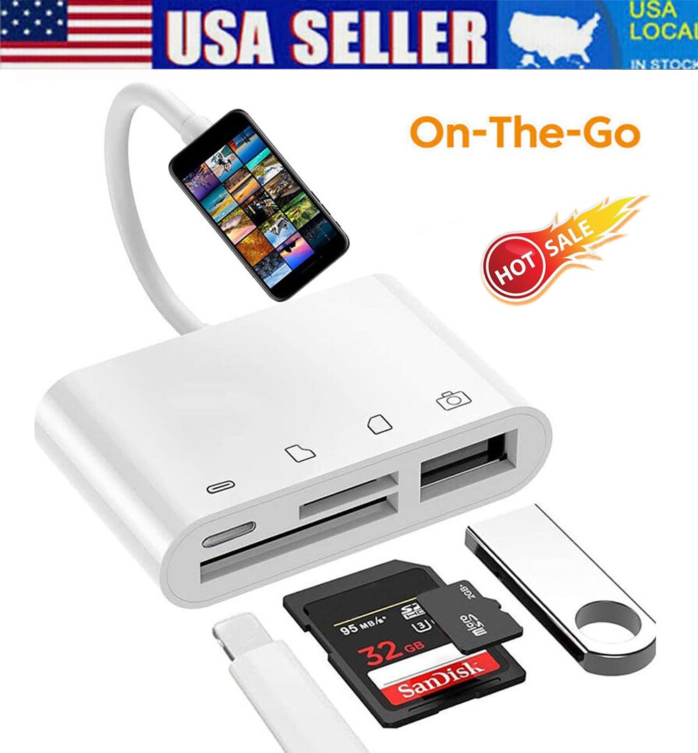 🔥4 in 1 USB3.0 OTG Adapter Flash Drive SD/TF Card Reader For iPhone/iPad/Camera