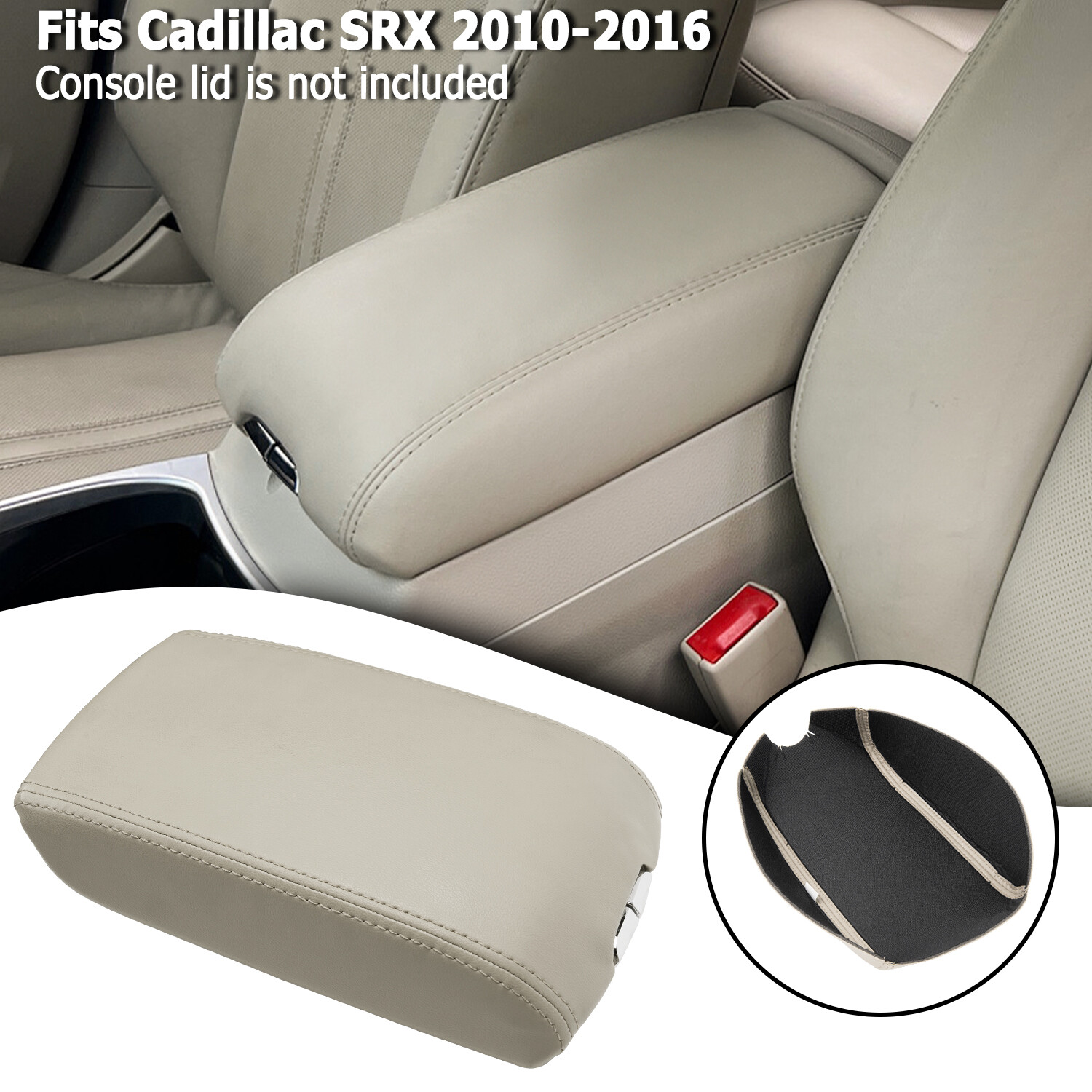 Fits Cadillac SRX 2010-2016 Center Console Armrest Cover Replacement Trim Beige