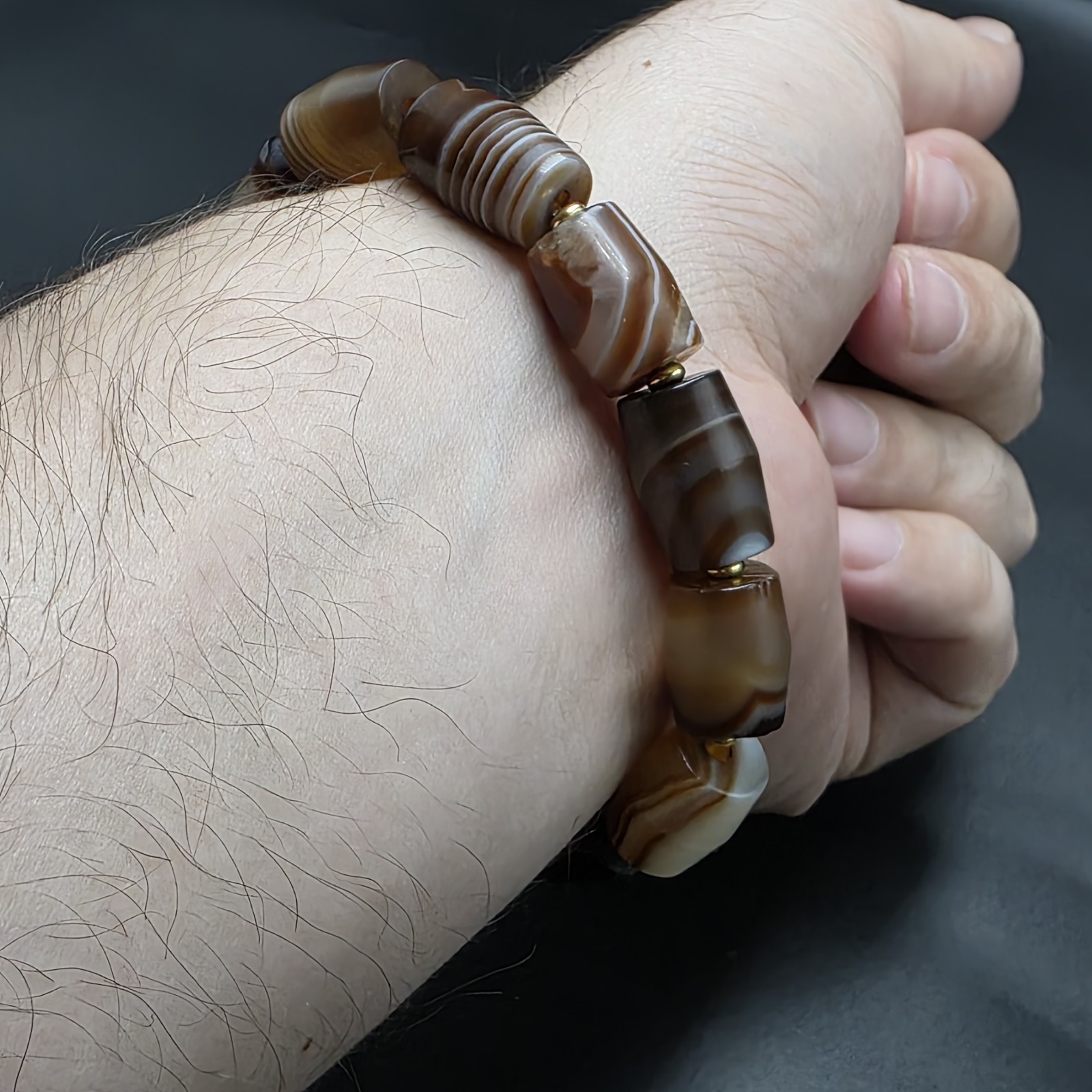 Antique Old Dzi Agate Tibetan Agate Beads Bracelet