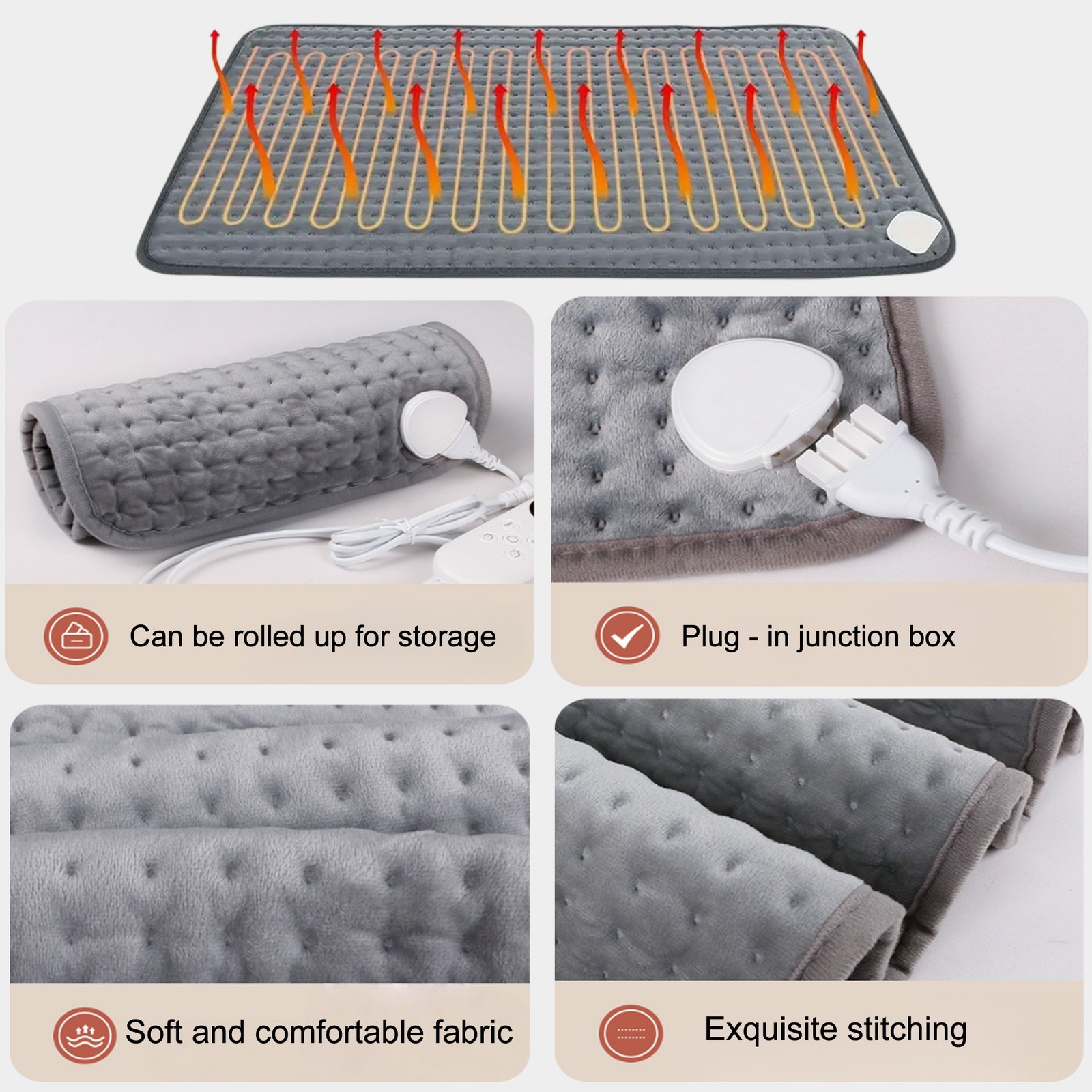 6 Levels Electric Heating Pad For Back Pain Cramps Relief Auto Shut Off 12x24”