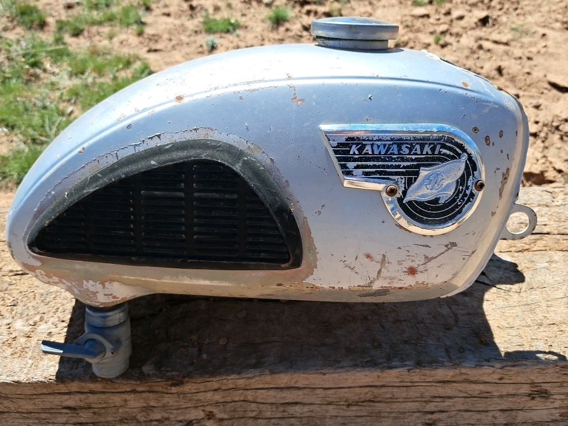 Vintage 1960's Kawasaki Motorcycle Fuel Tank Original Condition See Photos